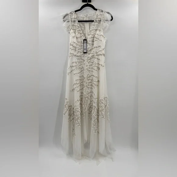 BCBGMaxazria Embroidered Tulle Gown